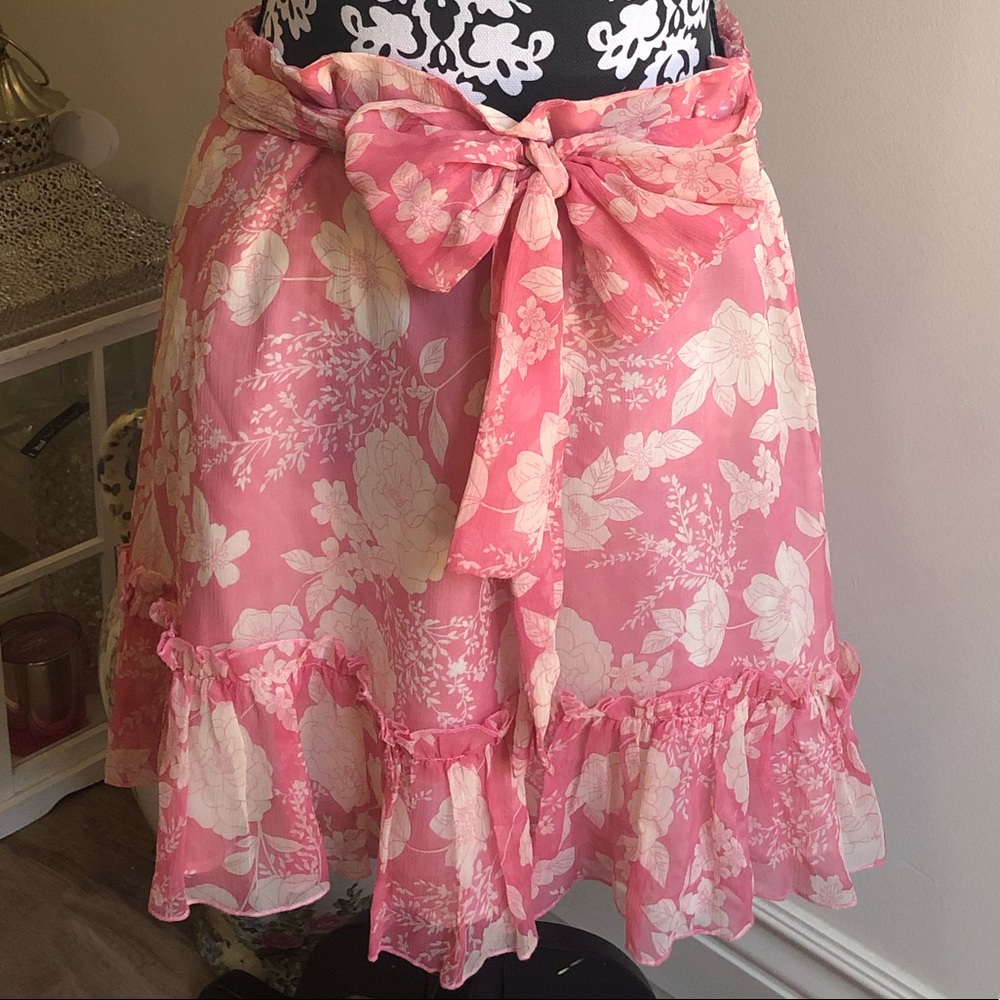 ❤️BNWT❤️ JOIE Pink Ivory Silk Vintage Floral Skirt
